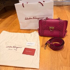 NWT Salvatore Ferragamo Sofia perforated bag  in Sangria